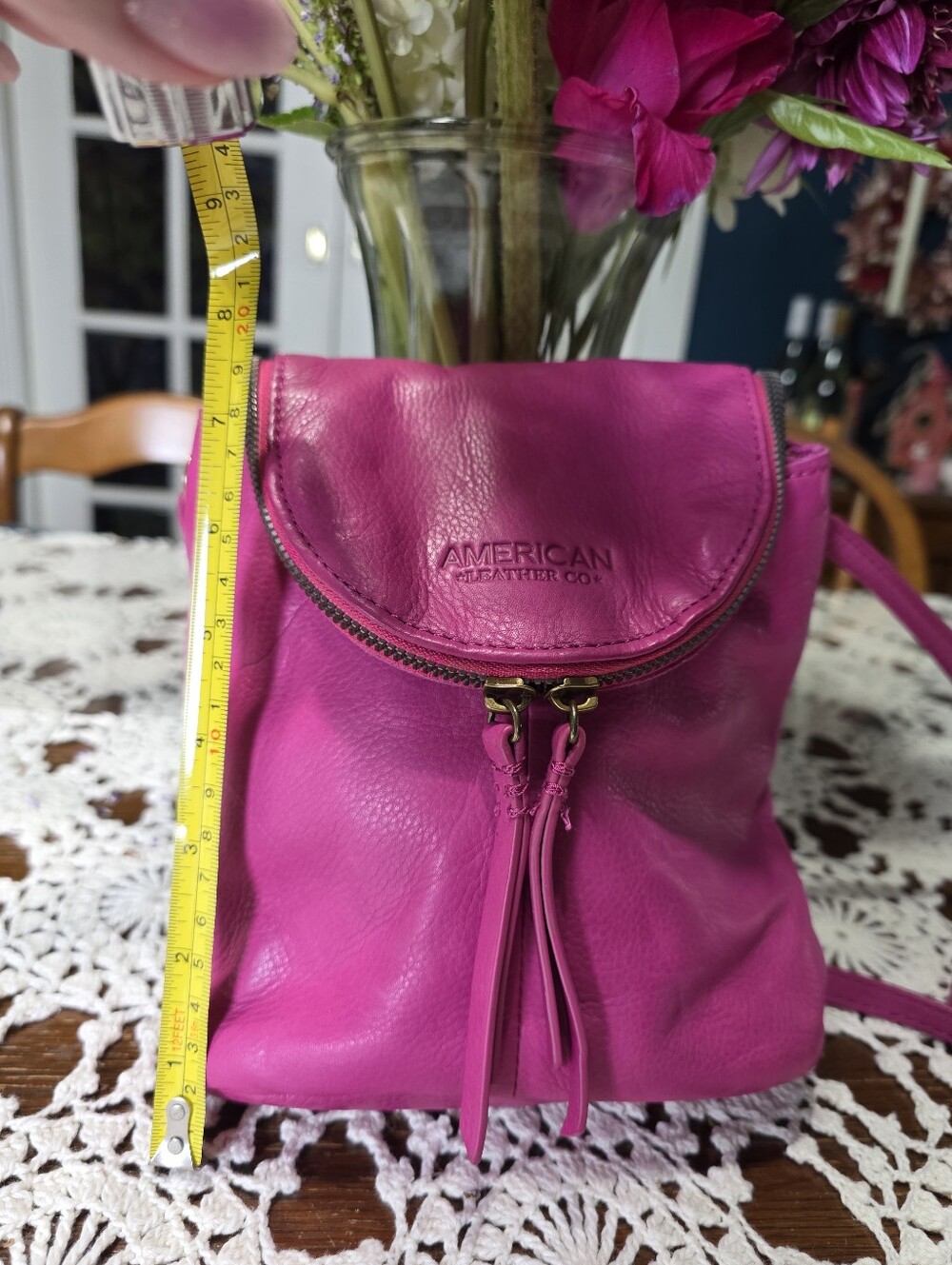 American Leather Co. Pink Leather Crossbody Bag - Picture 12 of 13
